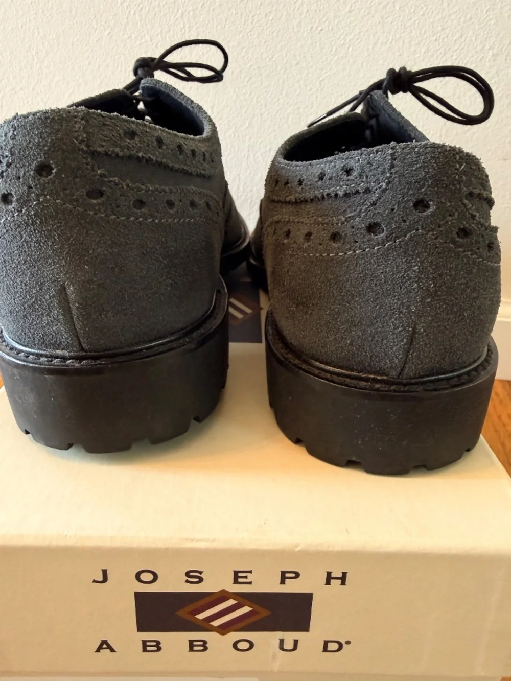Joseph Abboud Men’s Black Suede Wingtip Brogue Shoes Size 9.5 D